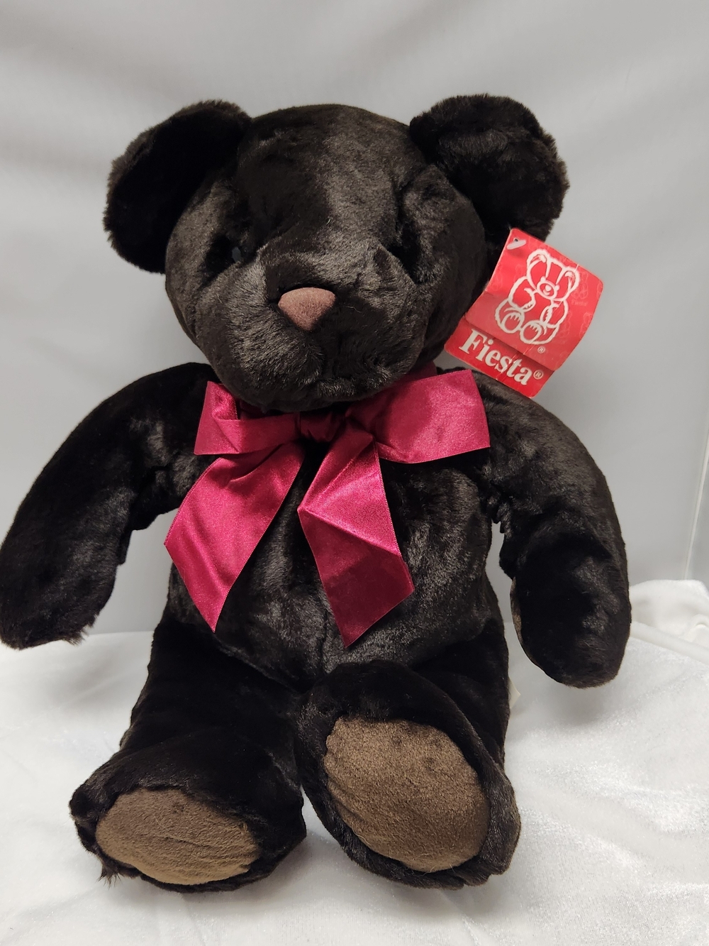 Fiesta Dark Brown Plush Bear with Pink Bow